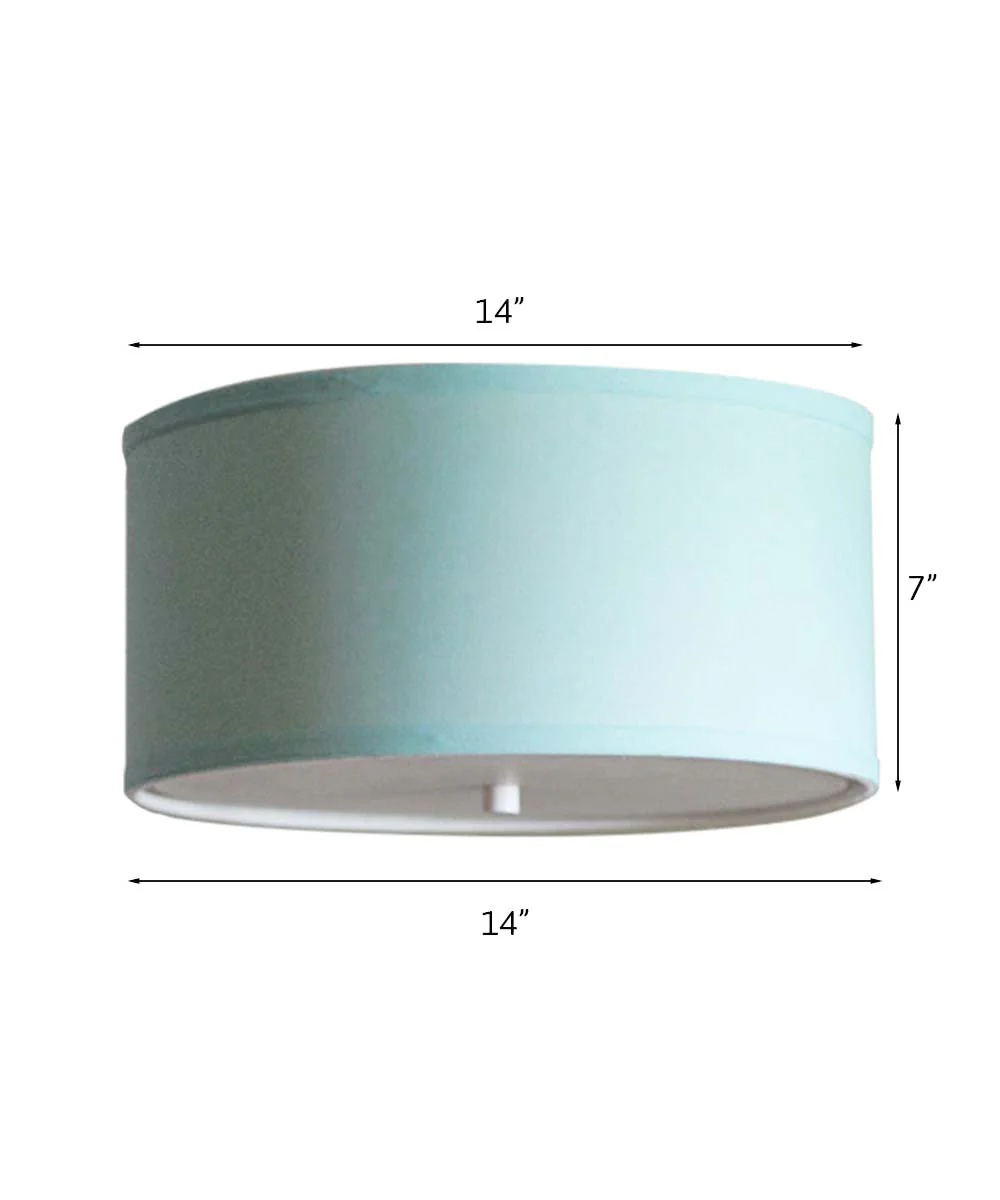 Moderne Flush Mount Conversion Kit 14"w Island Paradise Blue Drum Lampshade - Image 3