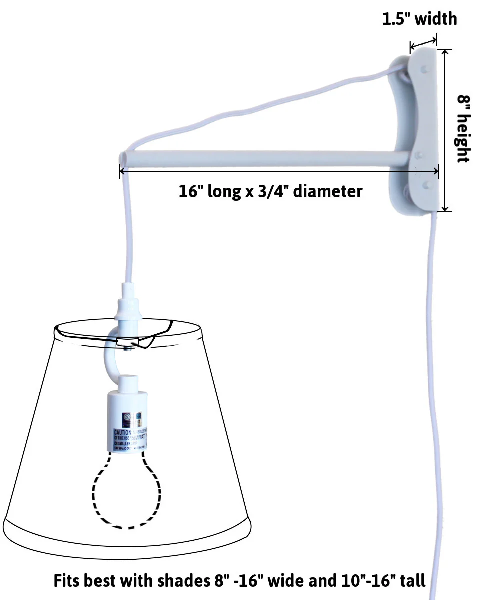 MAST Plug-In Wall Mount Pendant, 1 Light White Cord/Arm, Island Paradise Blue Shade 18x18x10 - Image 3