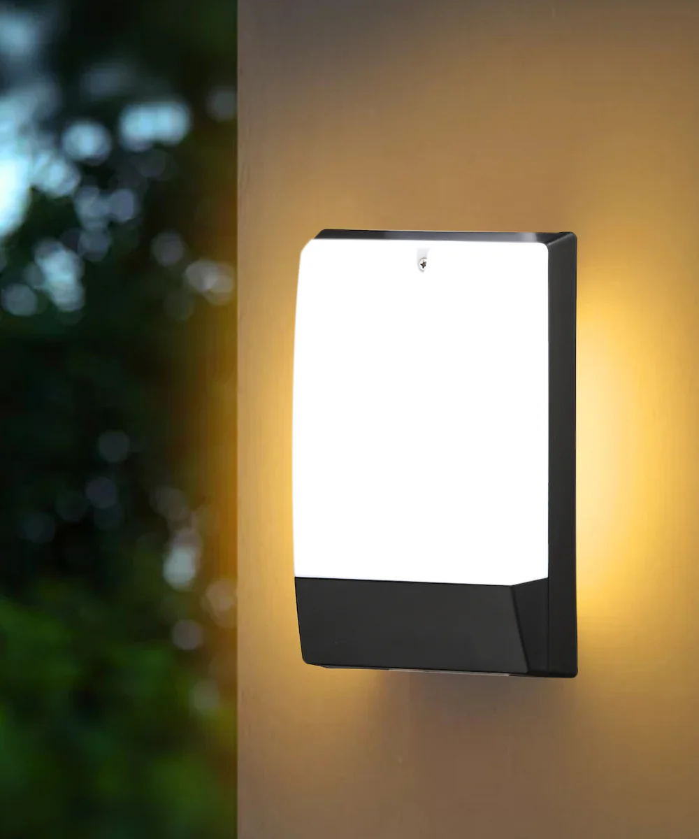10"H Outdoor LED Wallpack Dusk to Dawn Wall Light, Low Profile Black Finish, White Shade - Image 3