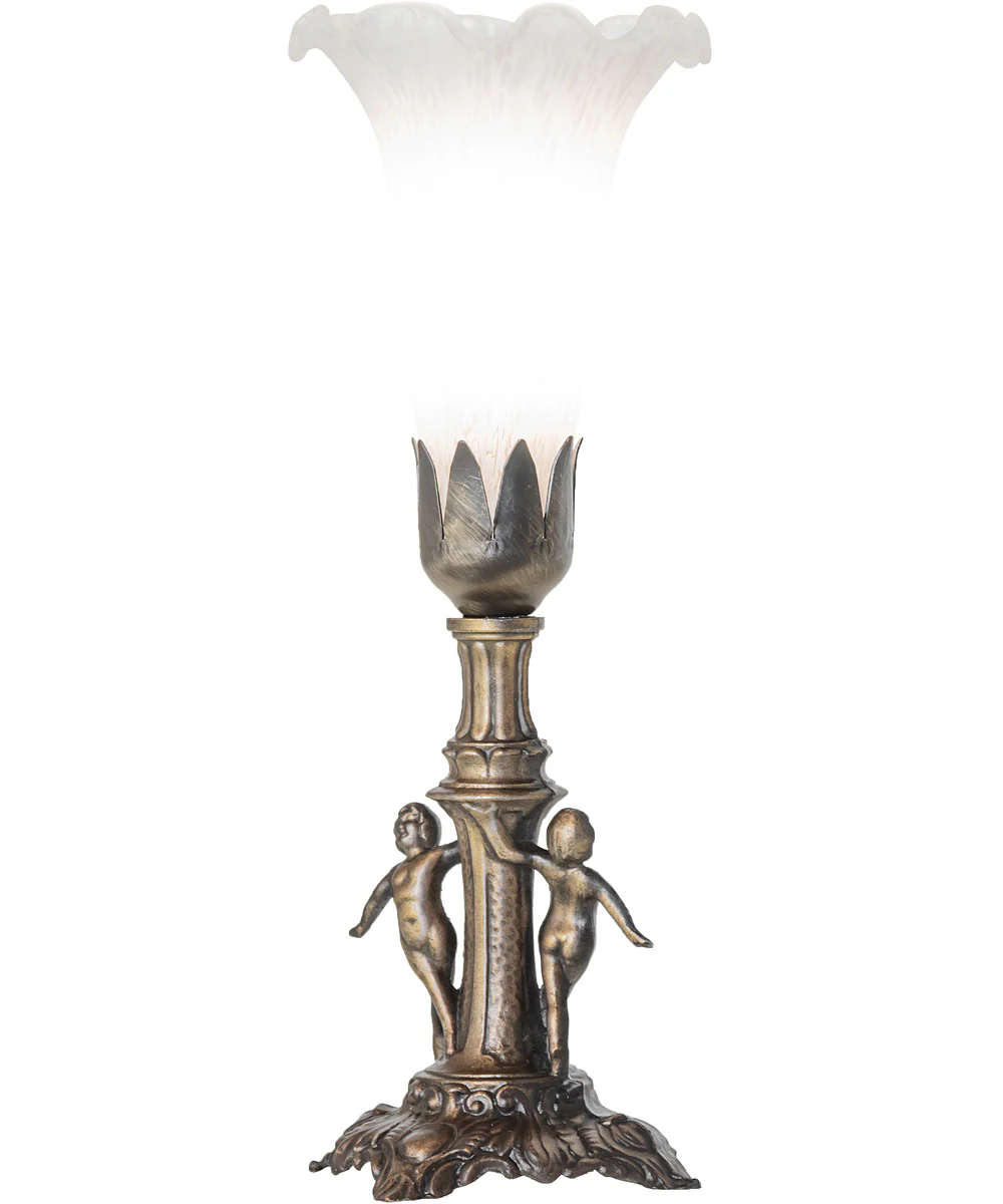 11" High White Tiffany Pond Lily Mini Lamp