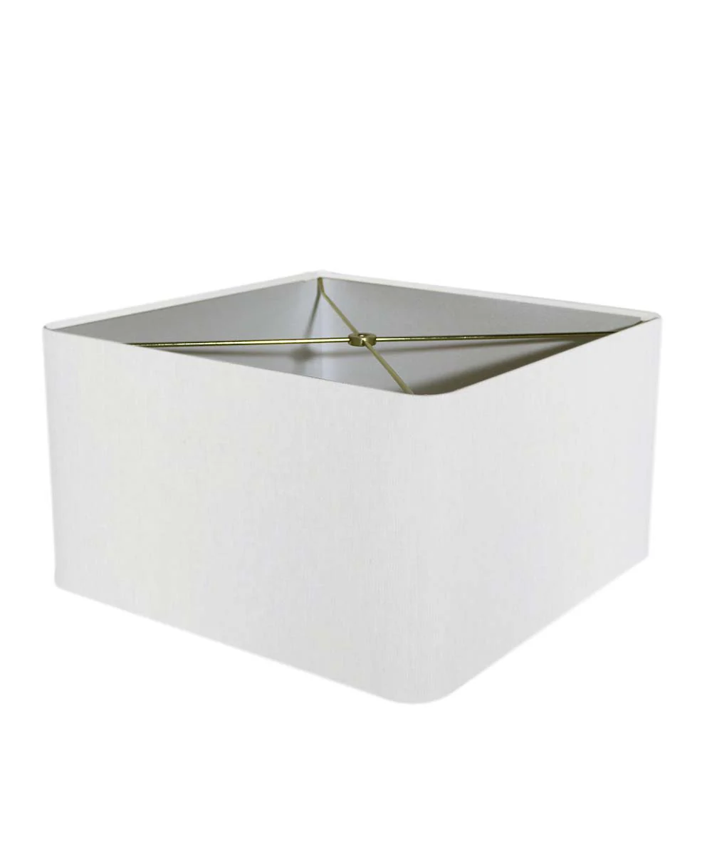 12"x12"x8" Heartland Rounded Corner Premiere Hardback Square Drum Lampshade, White Linen Fabric - Image 4