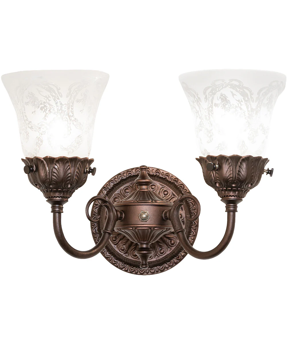 13" Wide Wreath & Garland 2 Light Wall Sconce - Image 4