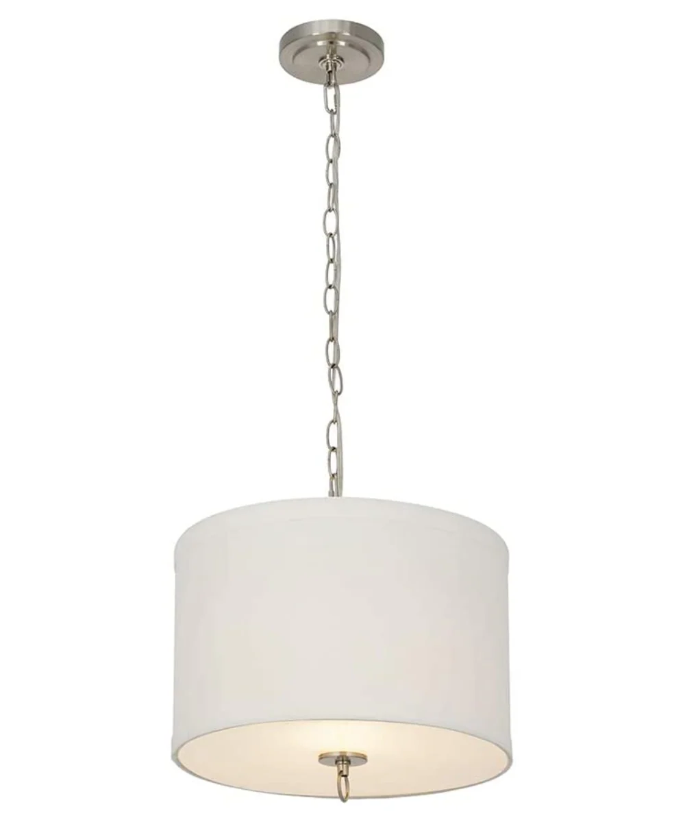 14"W Light Pendant Brushed Nickel Finish with Oatmeal Linen Shade - Image 3