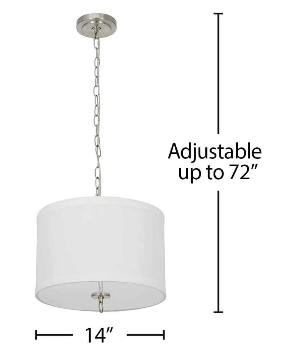 14"W Light Pendant Brushed Nickel Finish with Oatmeal Linen Shade - Image 5