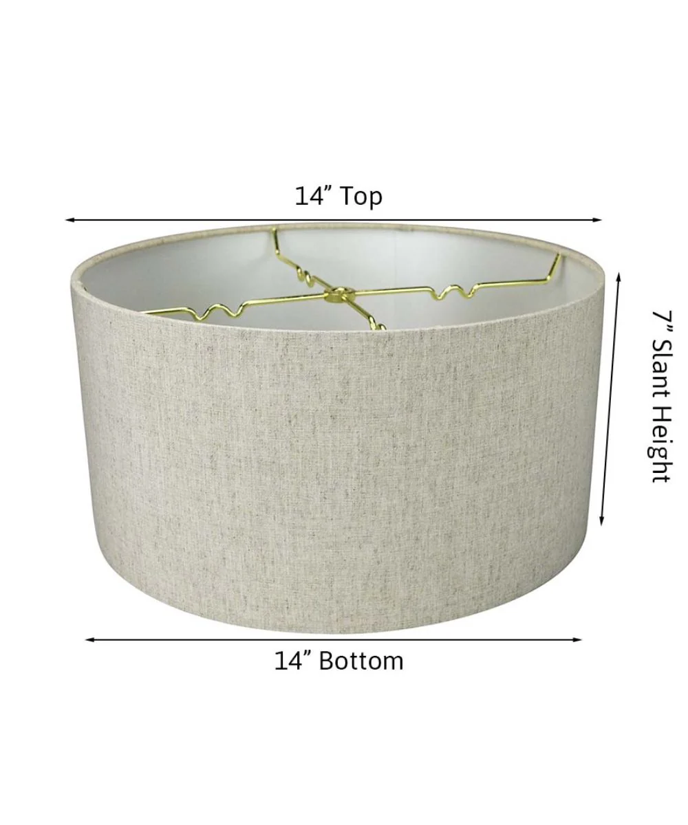 14x14x7" CLIP-ON FITTER Textured Oatmeal Hardback Drum Lampshade - Image 3