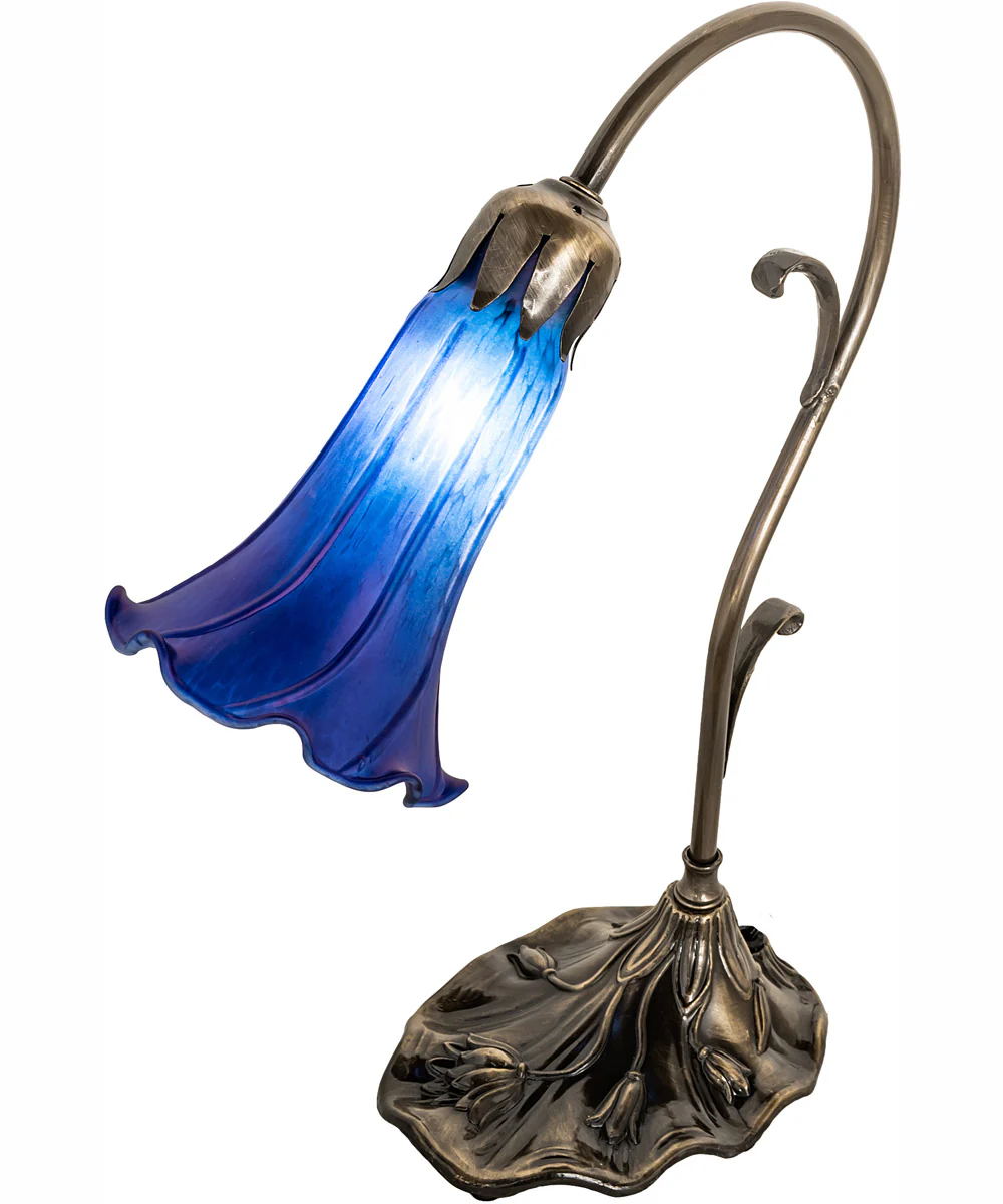 15" High Blue Tiffany Pond Lily Accent Lamp - Image 2