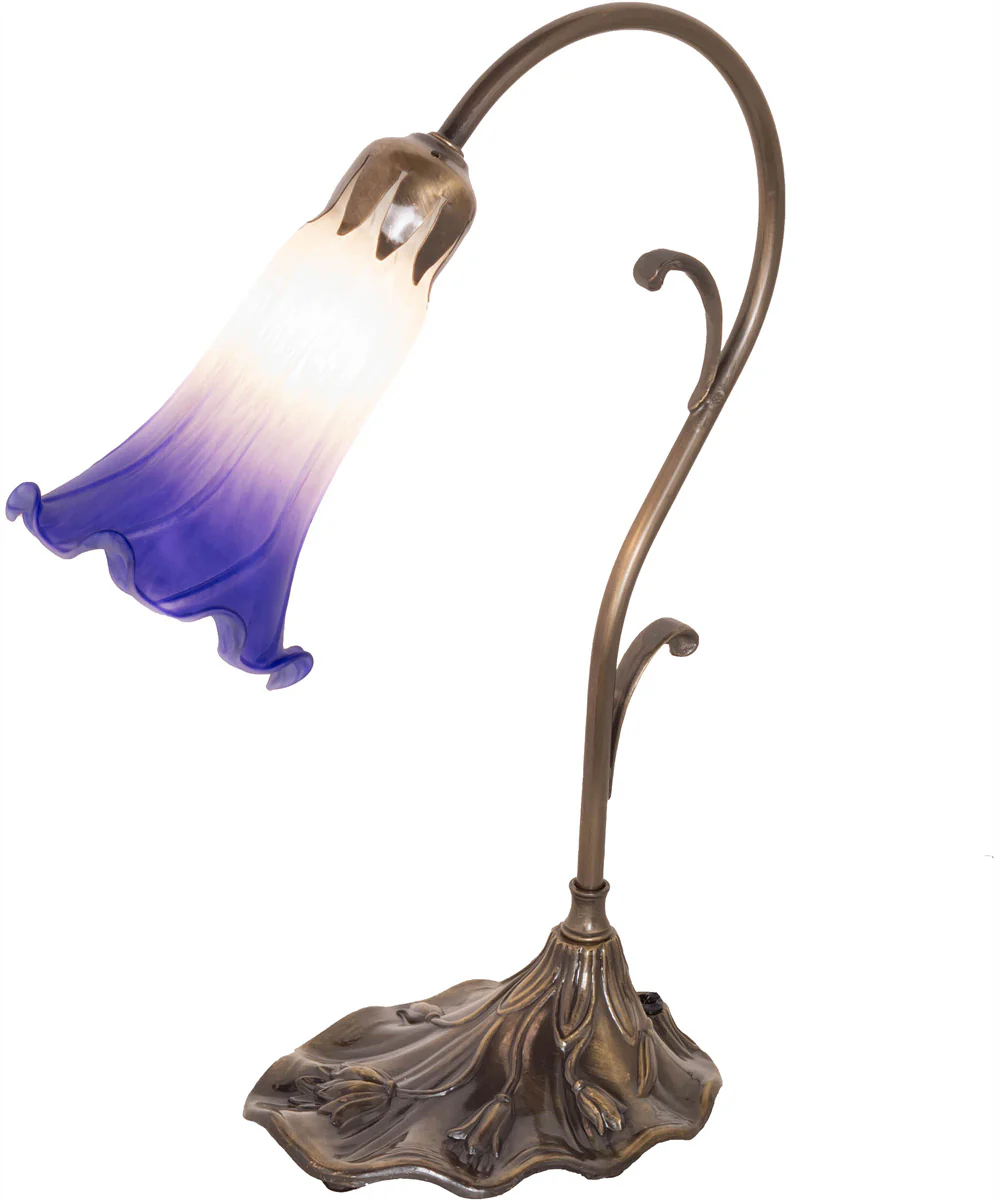 15" High Blue/White Tiffany Pond Lily Accent Lamp - Image 2