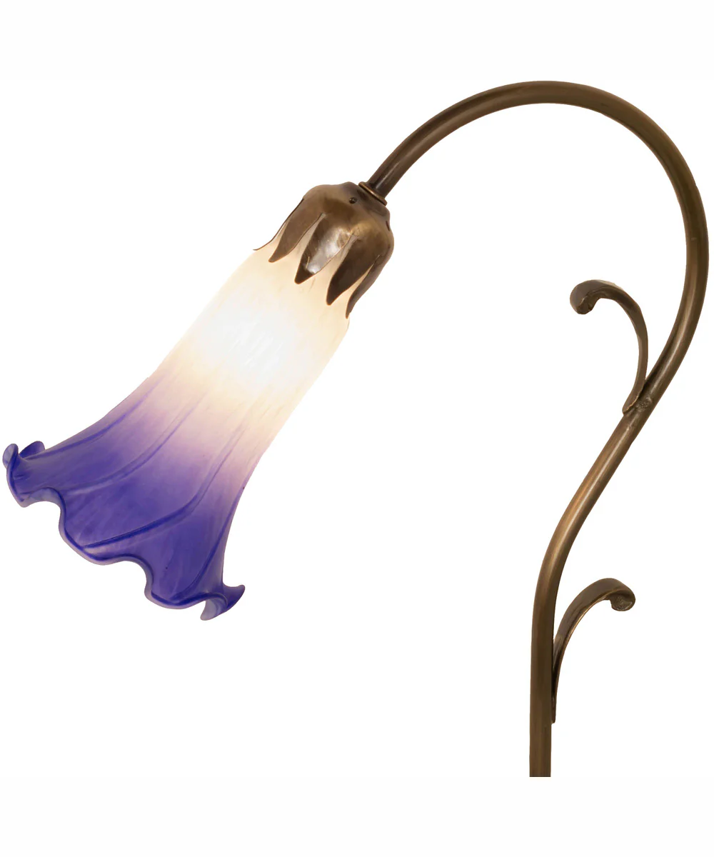 15" High Blue/White Tiffany Pond Lily Accent Lamp - Image 8
