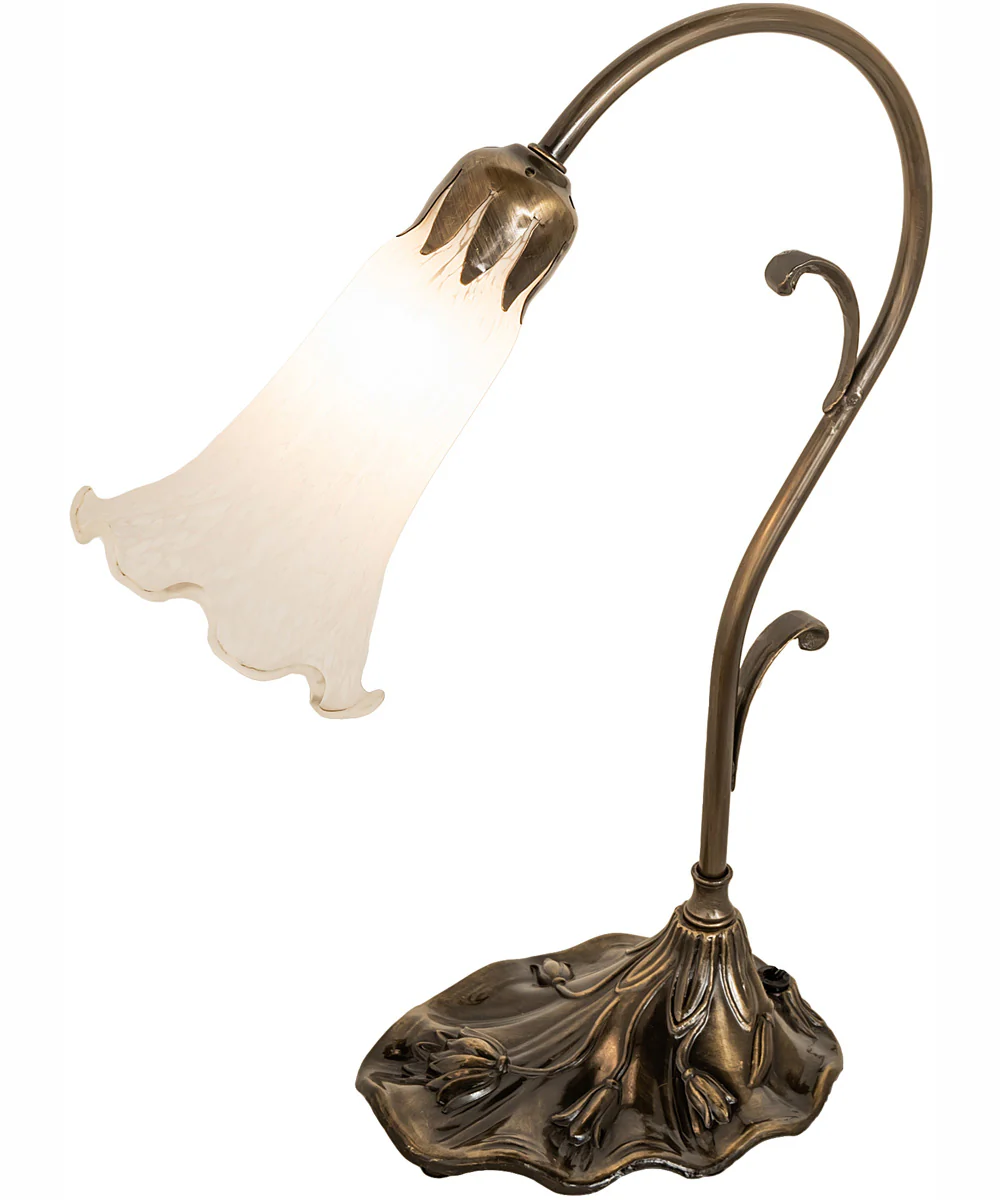 15" High White Tiffany Pond Lily Accent Lamp - Image 2