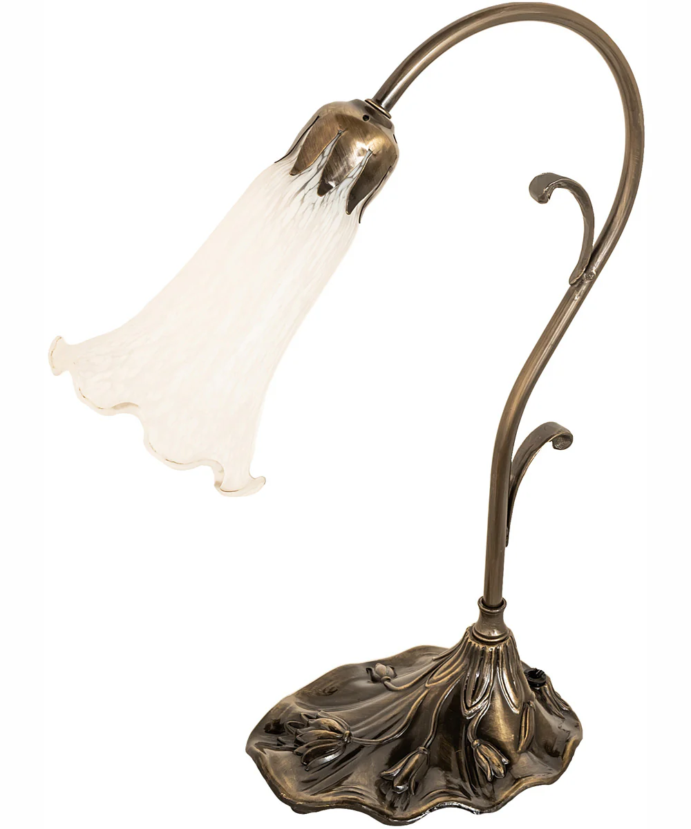 15" High White Tiffany Pond Lily Accent Lamp - Image 3