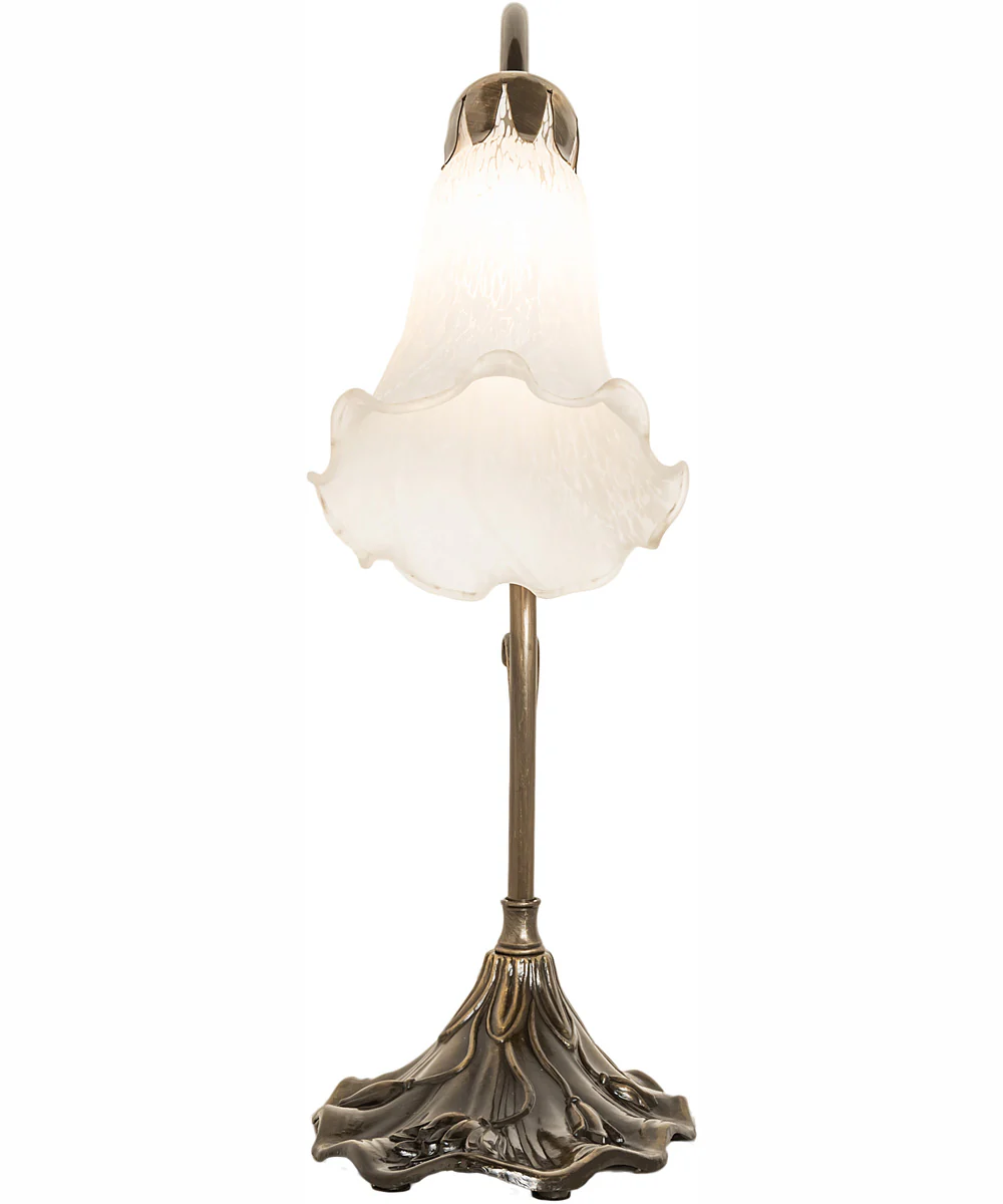 15" High White Tiffany Pond Lily Accent Lamp - Image 5
