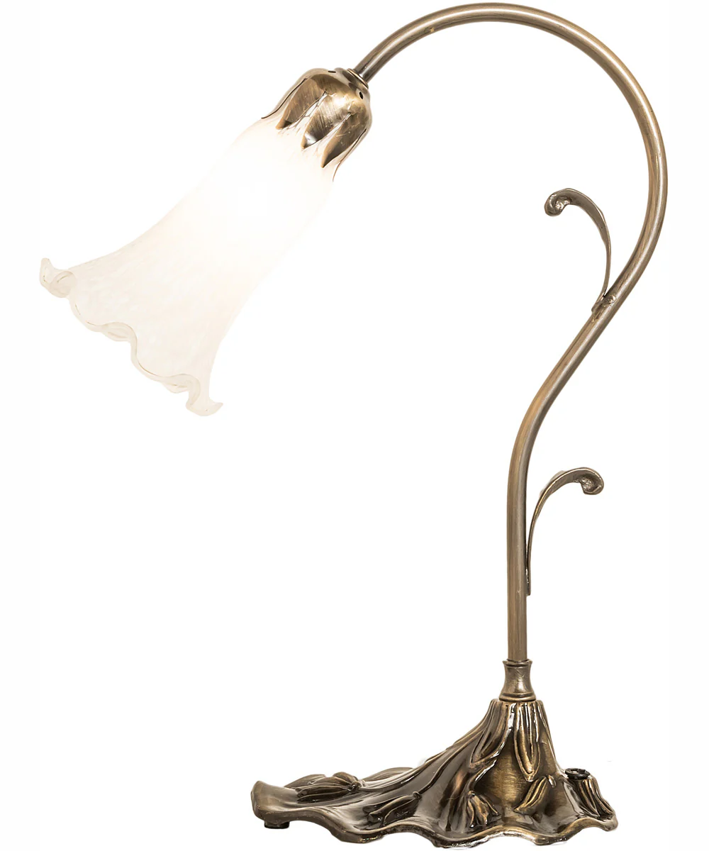 15" High White Tiffany Pond Lily Accent Lamp - Image 6