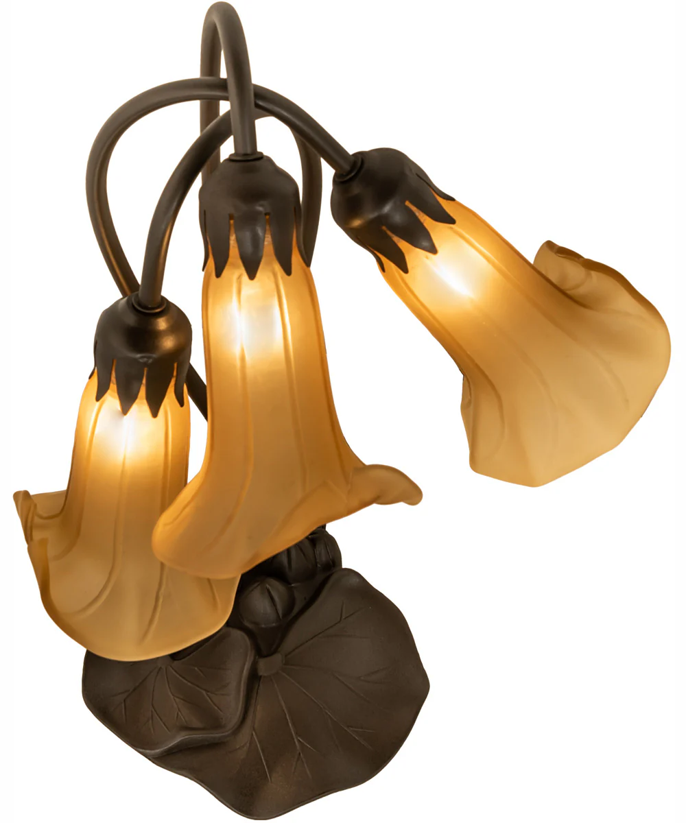 16" High Amber Tiffany Pond Lily 3 Light Accent Lamp - Image 4