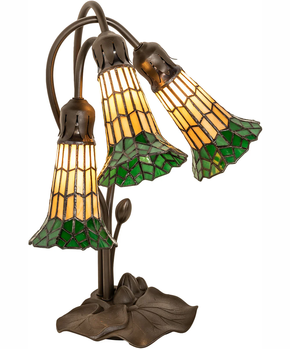 16" High Stained Glass Pond Lily 3 Light Accent Lamp - Image 2