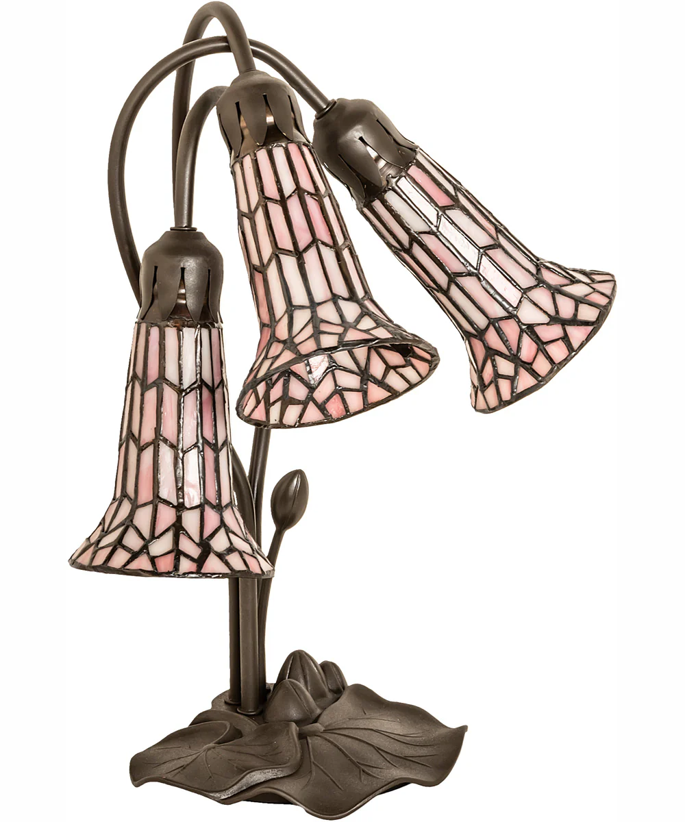 16" High Stained Glass Pond Lily 3 Light Accent Lamp - Image 3