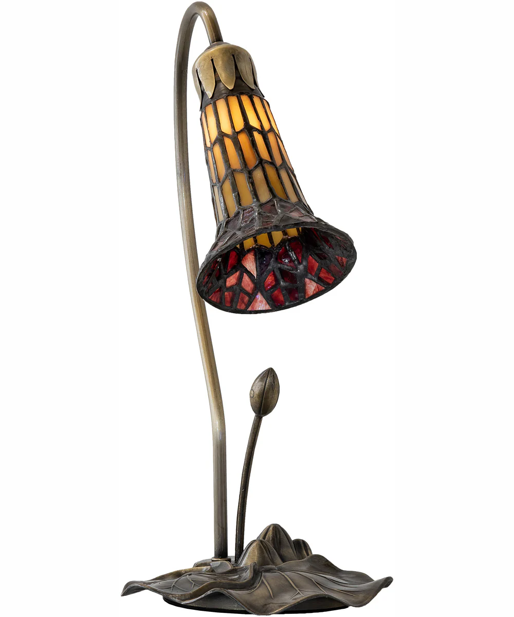 16" High Stained Glass Pond Lily Accent Lamp - Image 5
