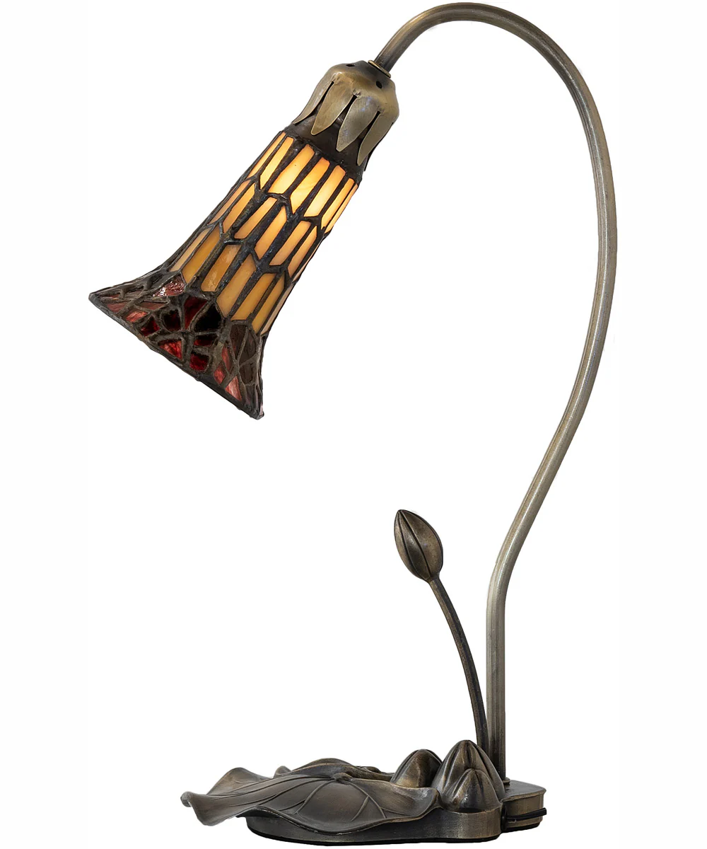 16" High Stained Glass Pond Lily Accent Lamp - Image 6