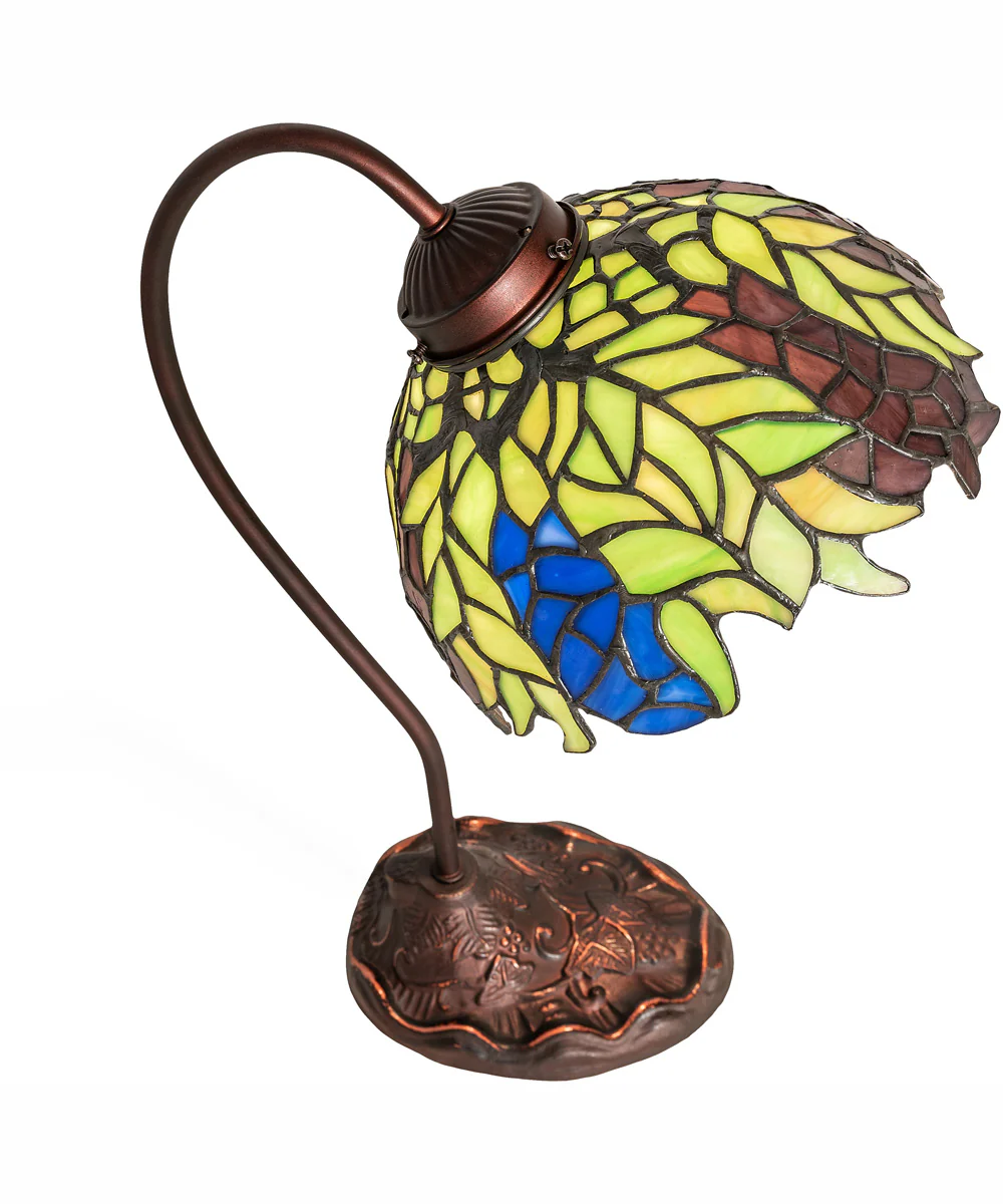 18" High Tiffany Honey Locust Desk Lamp - Image 4