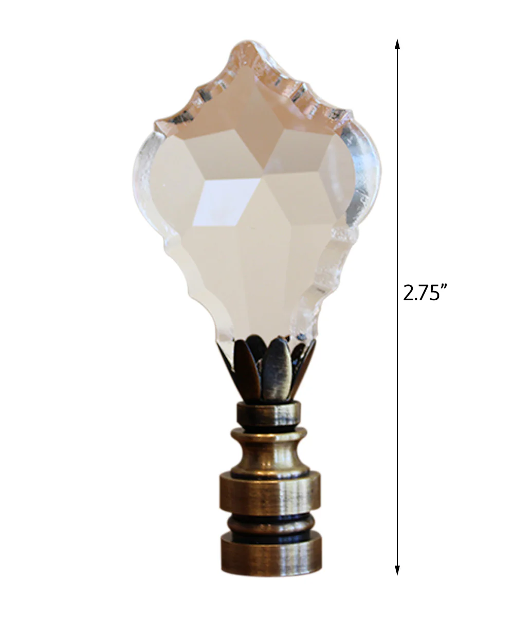 2.75"H Swarovski Crystal Gothic Cross Antique Brass Base Lamp Finial - Image 2
