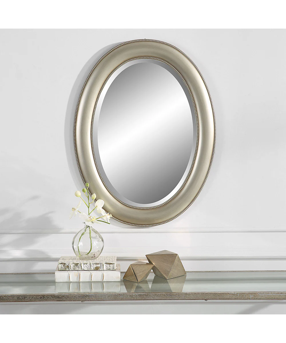 22x30" Wall Mirror Metallic Silver with Subtle Brown Antiquing - Image 2
