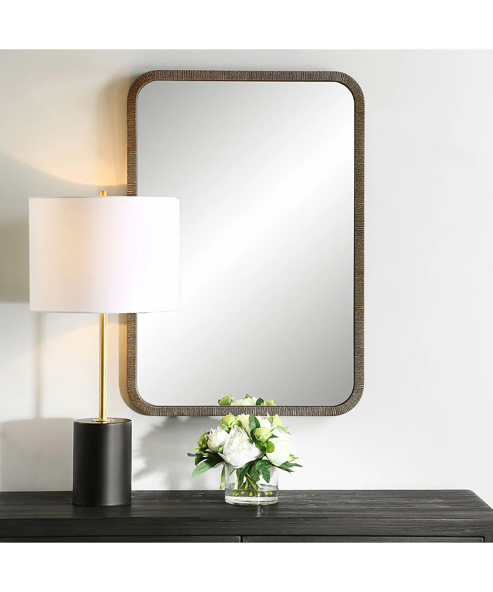 22x32" Wall Mirror in Antique Gold Textured - Image 2