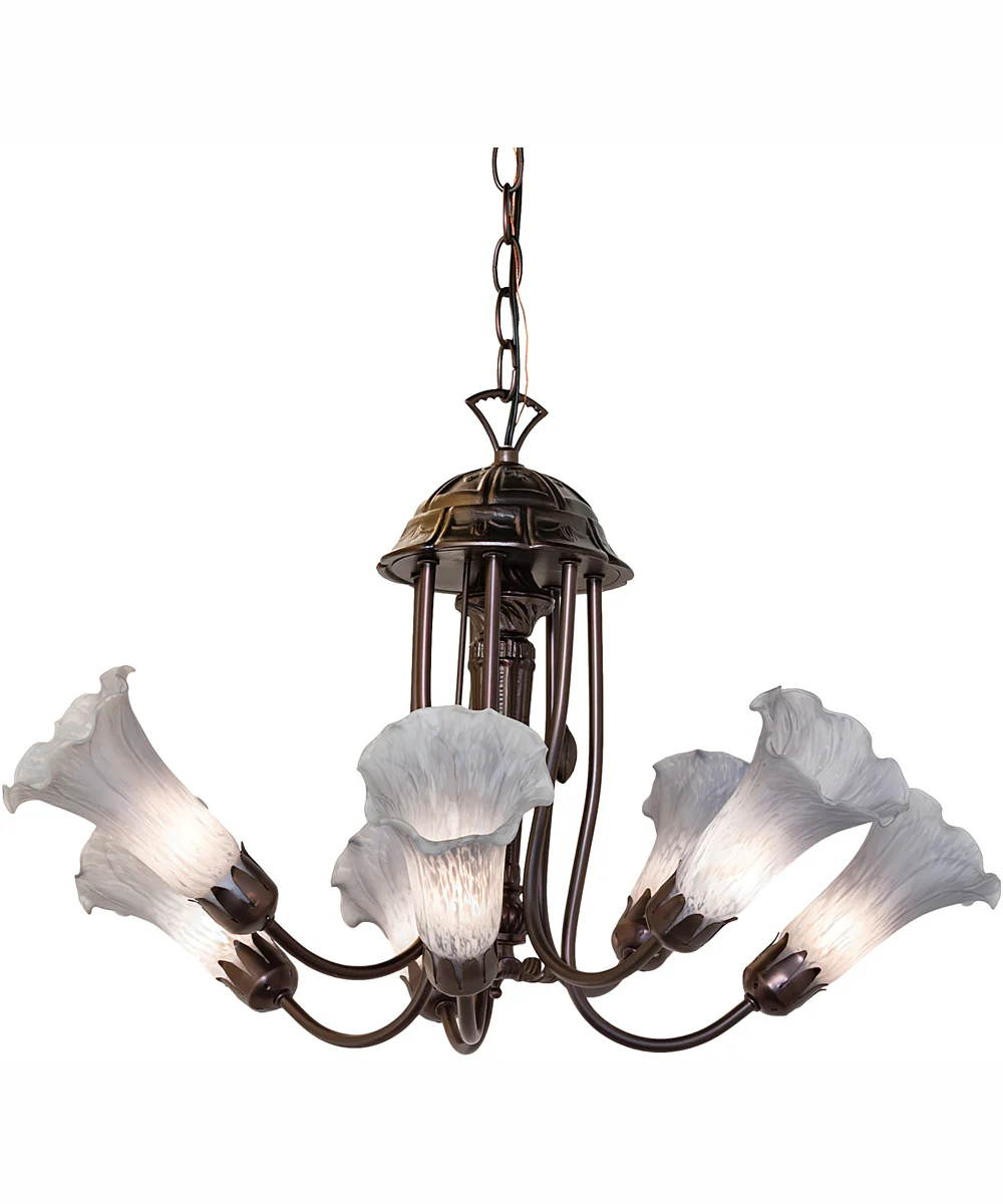 24" Wide Gray Tiffany Pond Lily 7 Light Chandelier