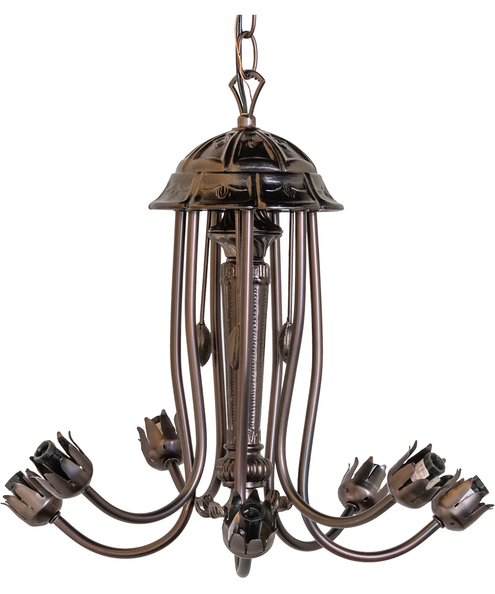 24" Wide Purple Tiffany Pond Lily 7 Light Chandelier - Image 6