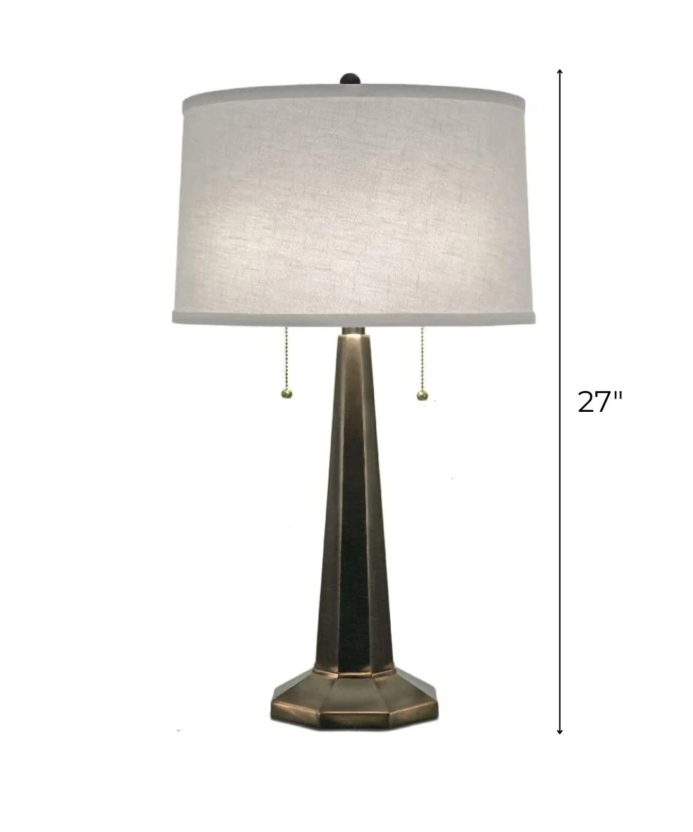 27"H Oxidized Bronze Signature by Stiffel Table Lamp, 3-Way - Image 3
