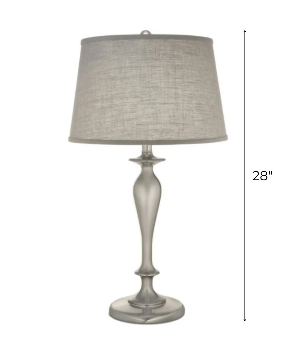 28"H Satin Nickel Signature by Stiffel Table Lamp, 3-Way - Image 3