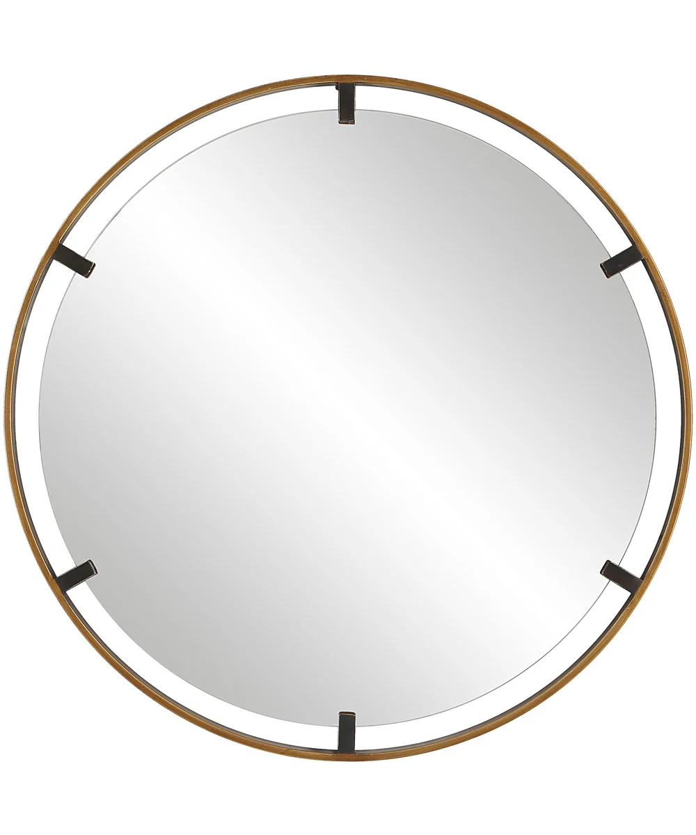 32x32" Wall Mirror with Gold Frame on Dark Bronze Clips