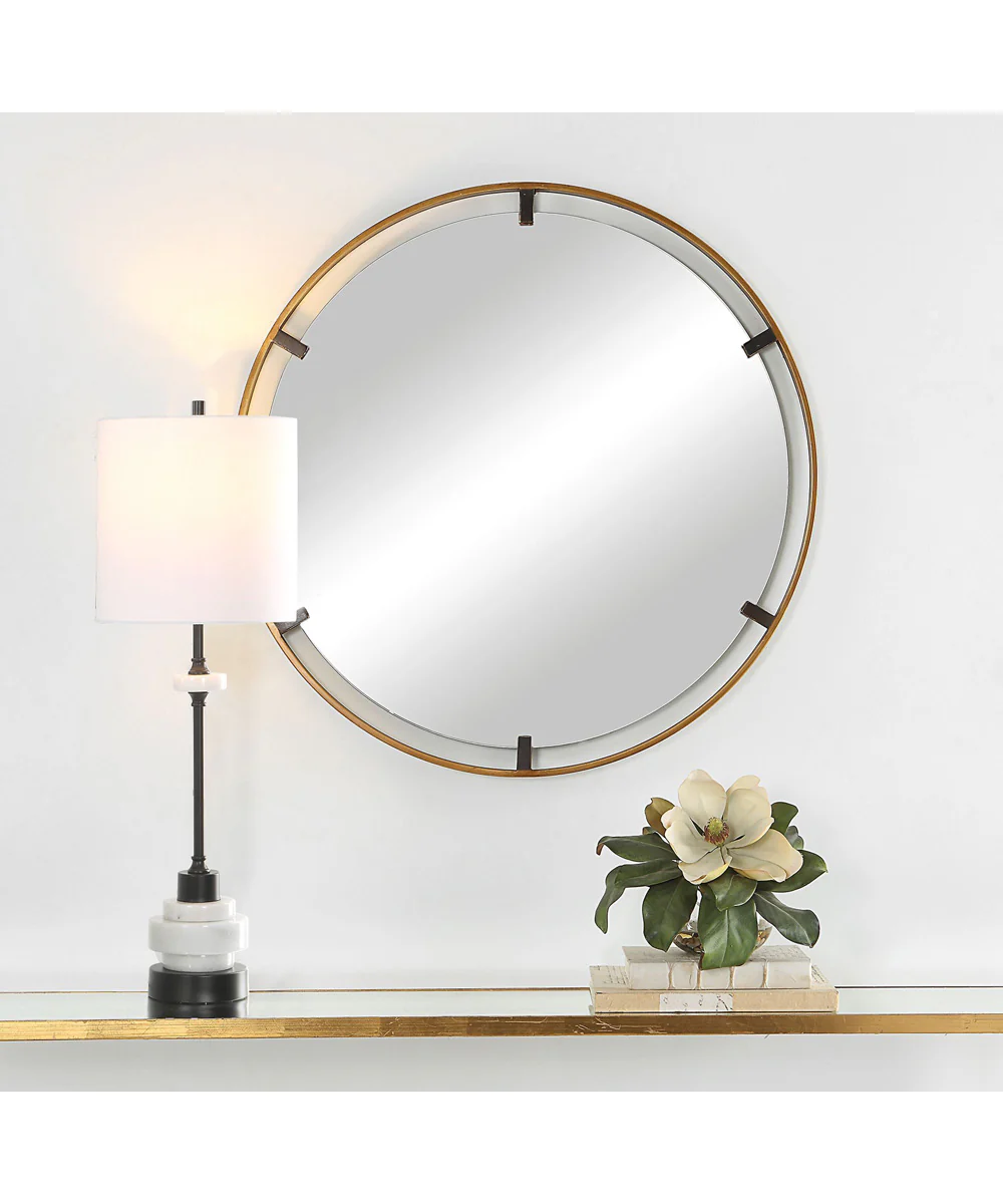 32x32" Wall Mirror with Gold Frame on Dark Bronze Clips - Image 3