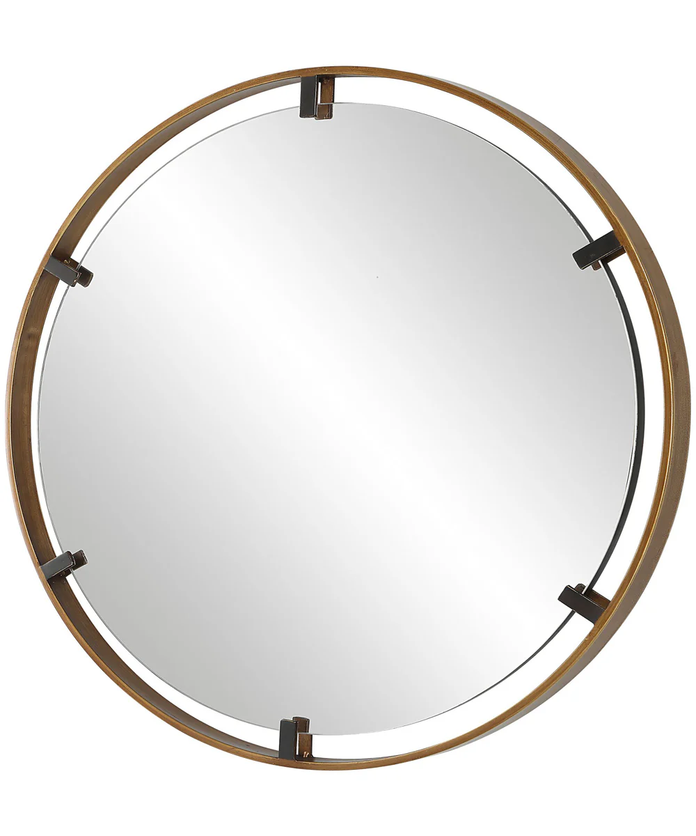 32x32" Wall Mirror with Gold Frame on Dark Bronze Clips - Image 4