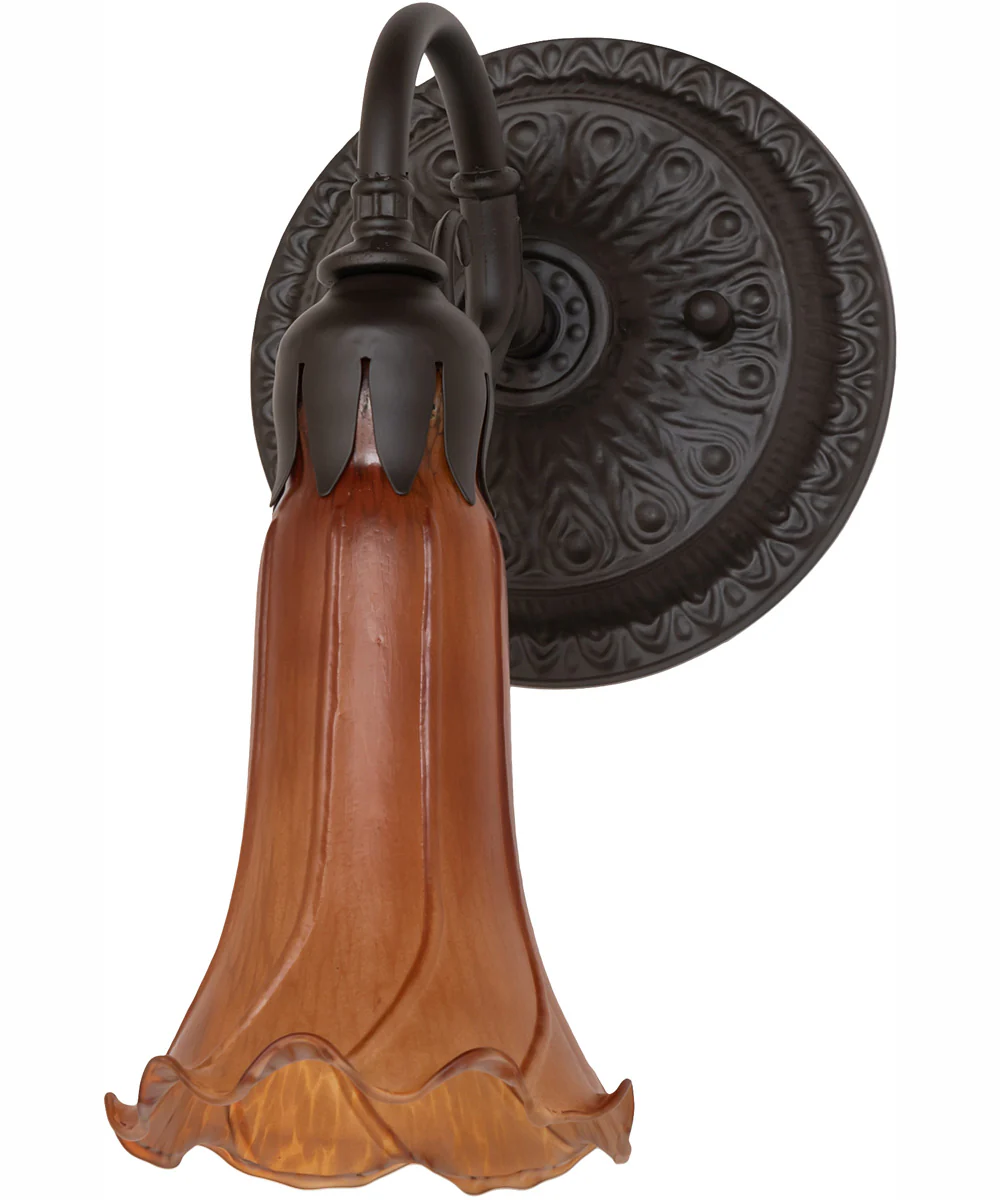 5.5" Wide Amber Tiffany Pond Lily Wall Sconce - Image 3