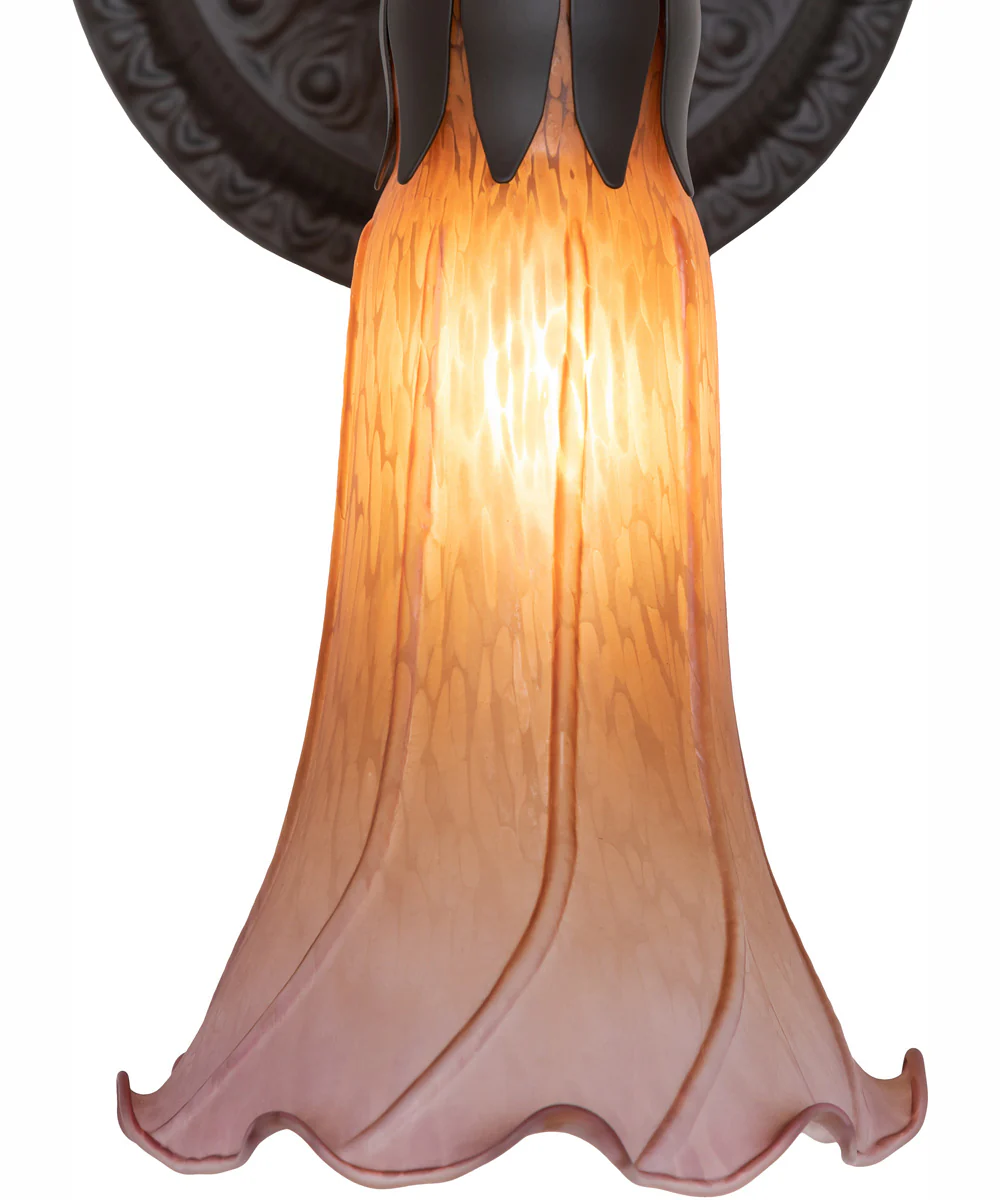 5.5" Wide Amber/Purple Tiffany Pond Lily Wall Sconce - Image 7