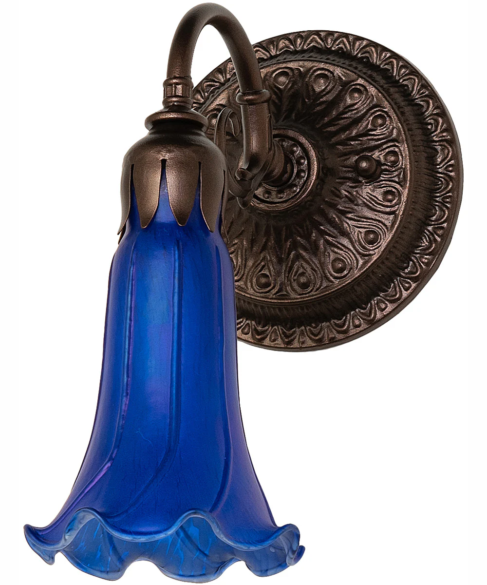 5.5" Wide Blue Tiffany Pond Lily Wall Sconce - Image 3