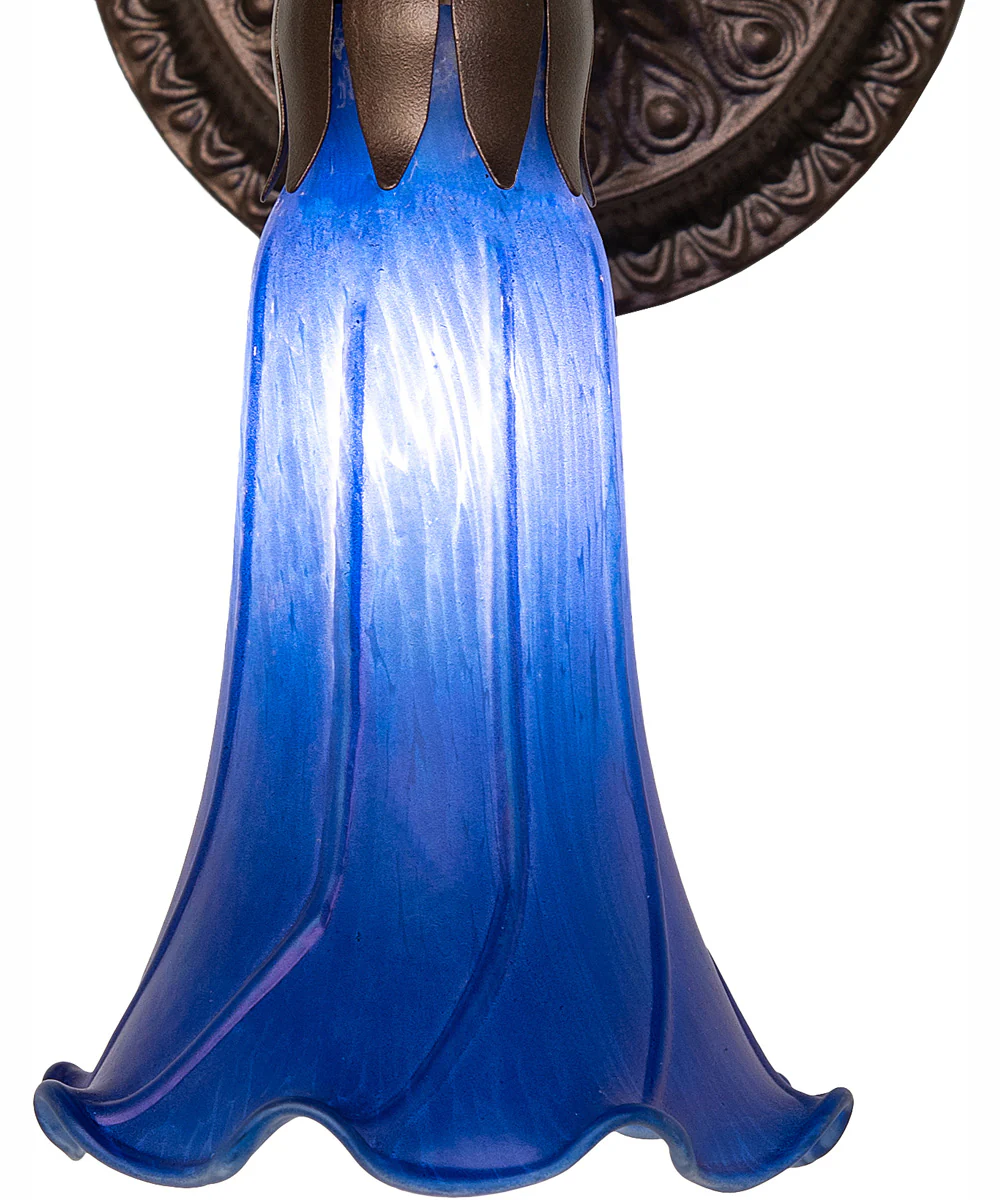 5.5" Wide Blue Tiffany Pond Lily Wall Sconce - Image 4