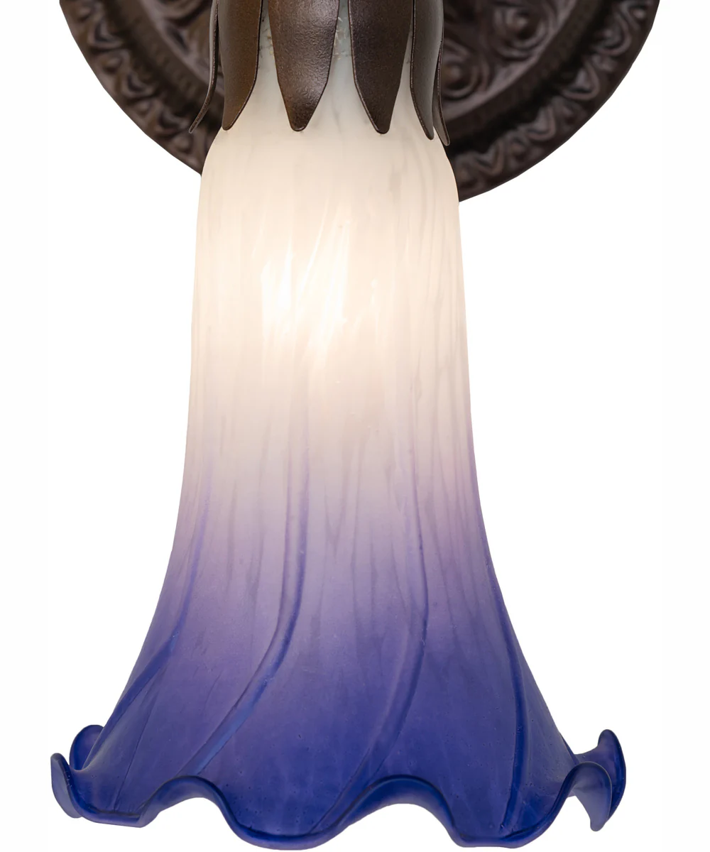 5.5" Wide Blue/White Tiffany Pond Lily Wall Sconce - Image 4