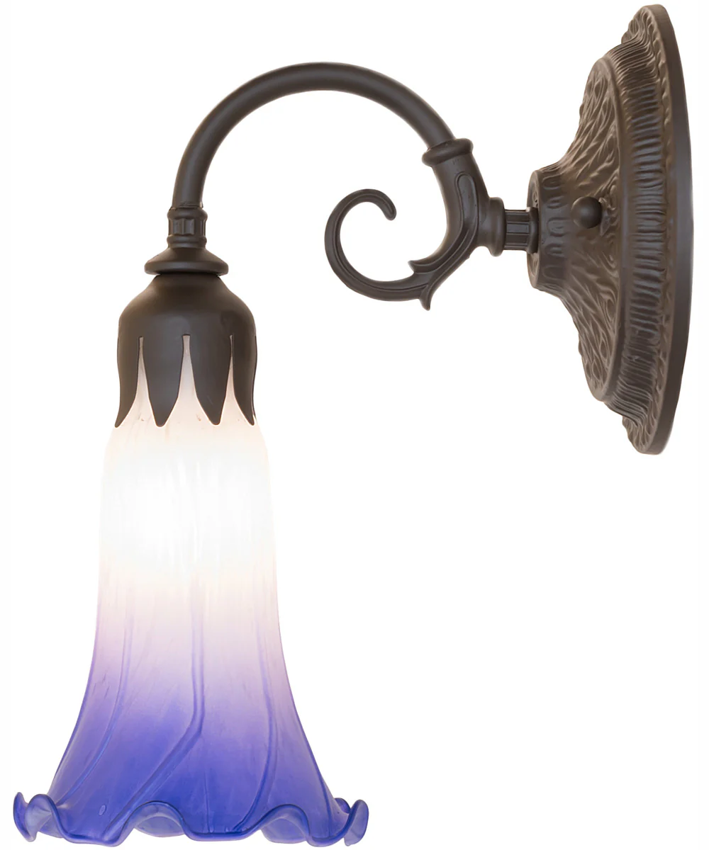 5.5" Wide Blue/White Tiffany Pond Lily Wall Sconce - Image 7