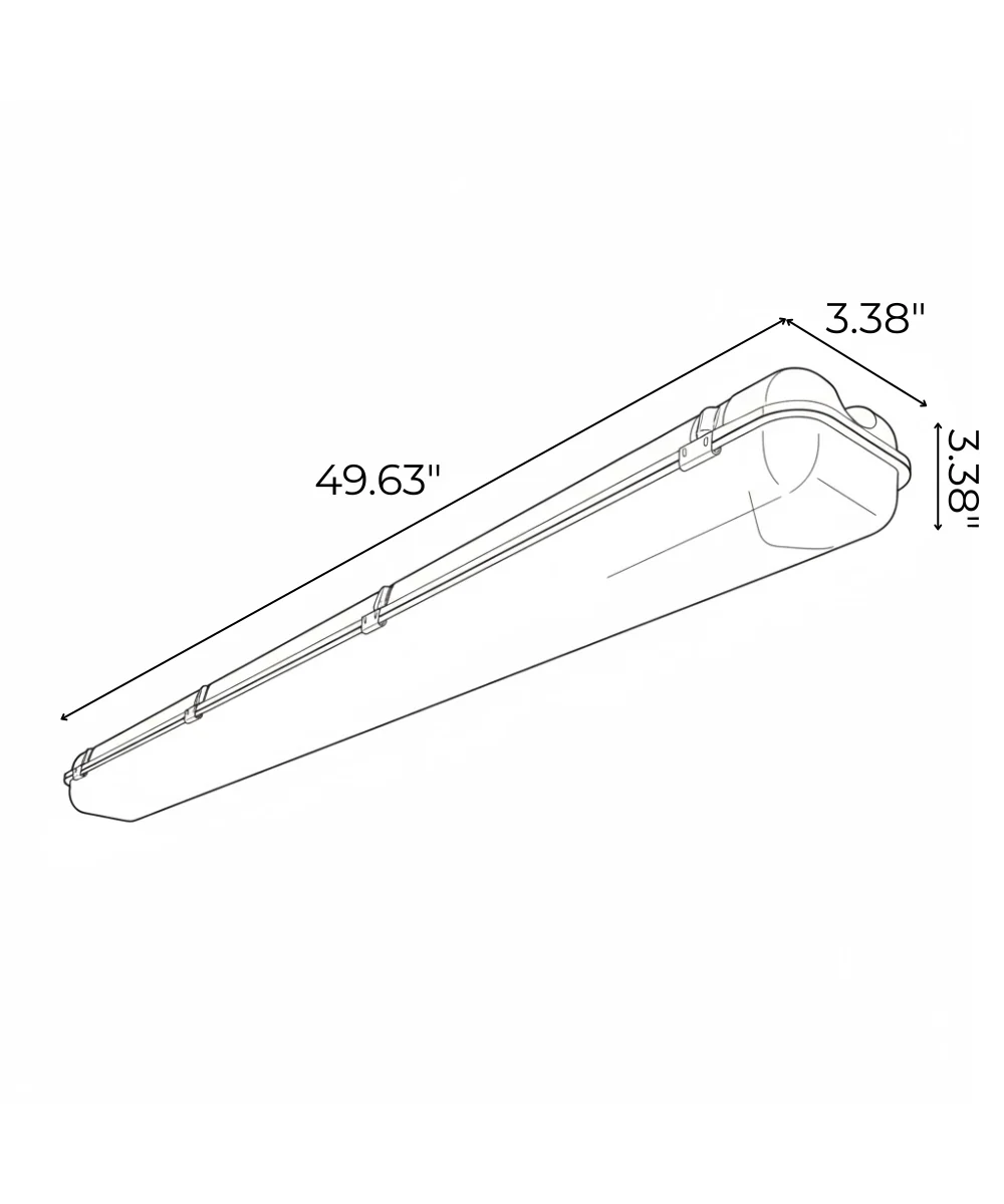 50"W Linear Vapor Tight 1-Light Integrated LED Light LightStrip Light Fixture by RP Lighting - Image 5