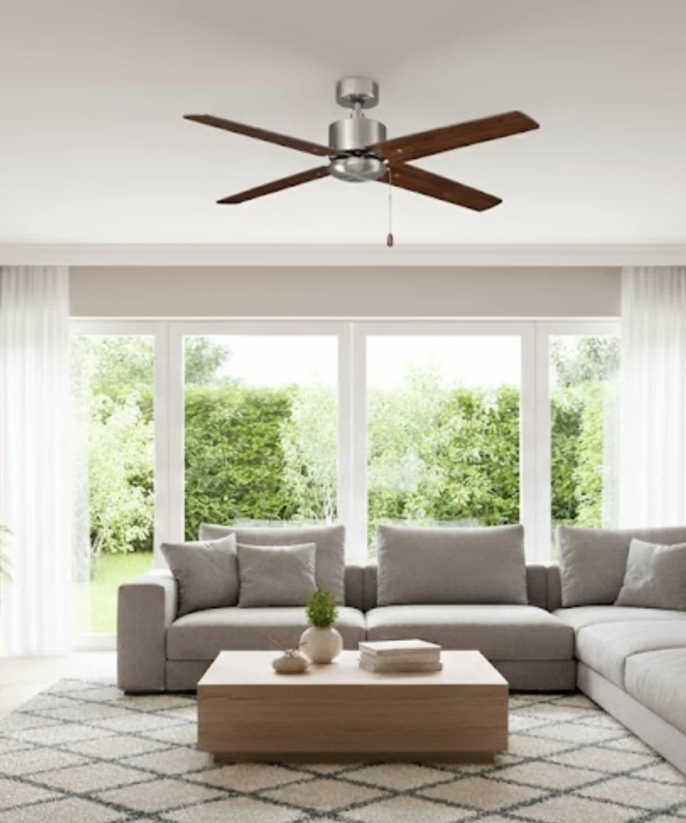 52" Aldea IV 4-Blade Ceiling Fan Brushed Nickel Motor Finish and Walnut Blade Finish - Image 3