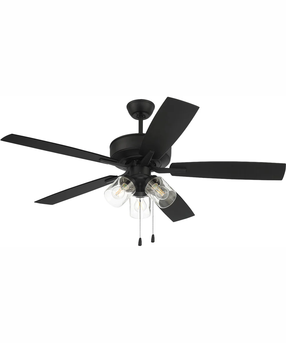 52" Outdoor Pro Plus 104 Clear 3-Light Indoor/Outdoor Ceiling Fan Flat Black - Image 6