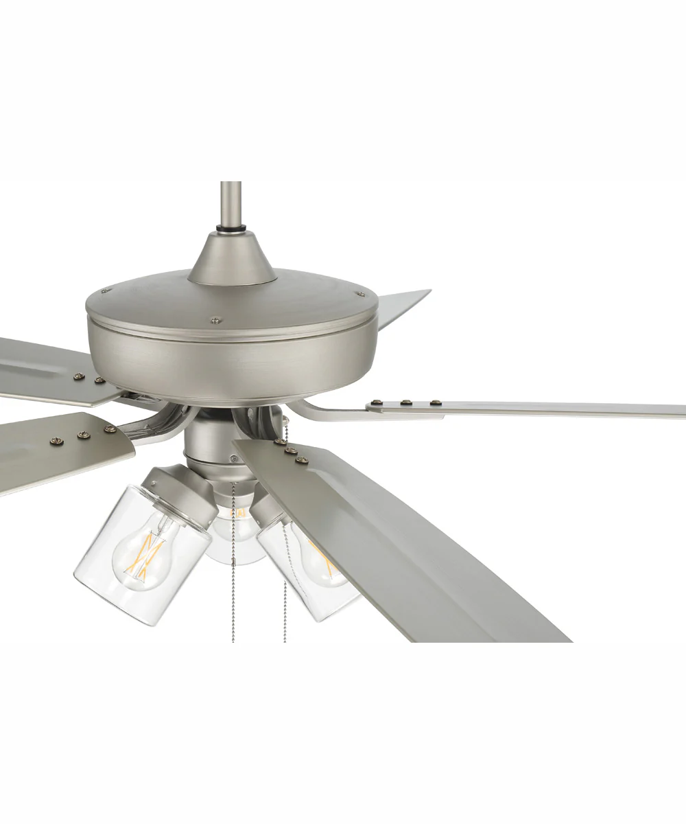 52" Outdoor Pro Plus 104 Clear 3-Light Indoor/Outdoor Ceiling Fan Painted Nickel - Image 4