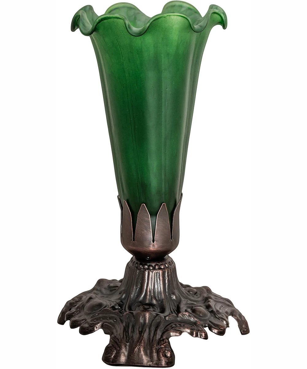 7" High Green Tiffany Pond Lily Victorian Mini Lamp - Image 3
