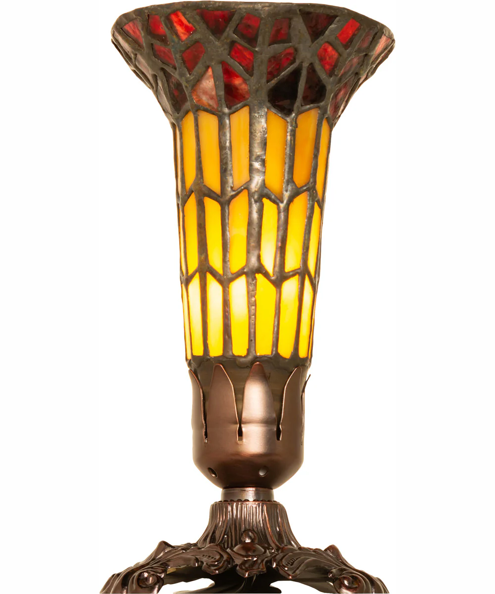 8" High Stained Glass Pond Lily Victorian Accent Lamp - Image 6