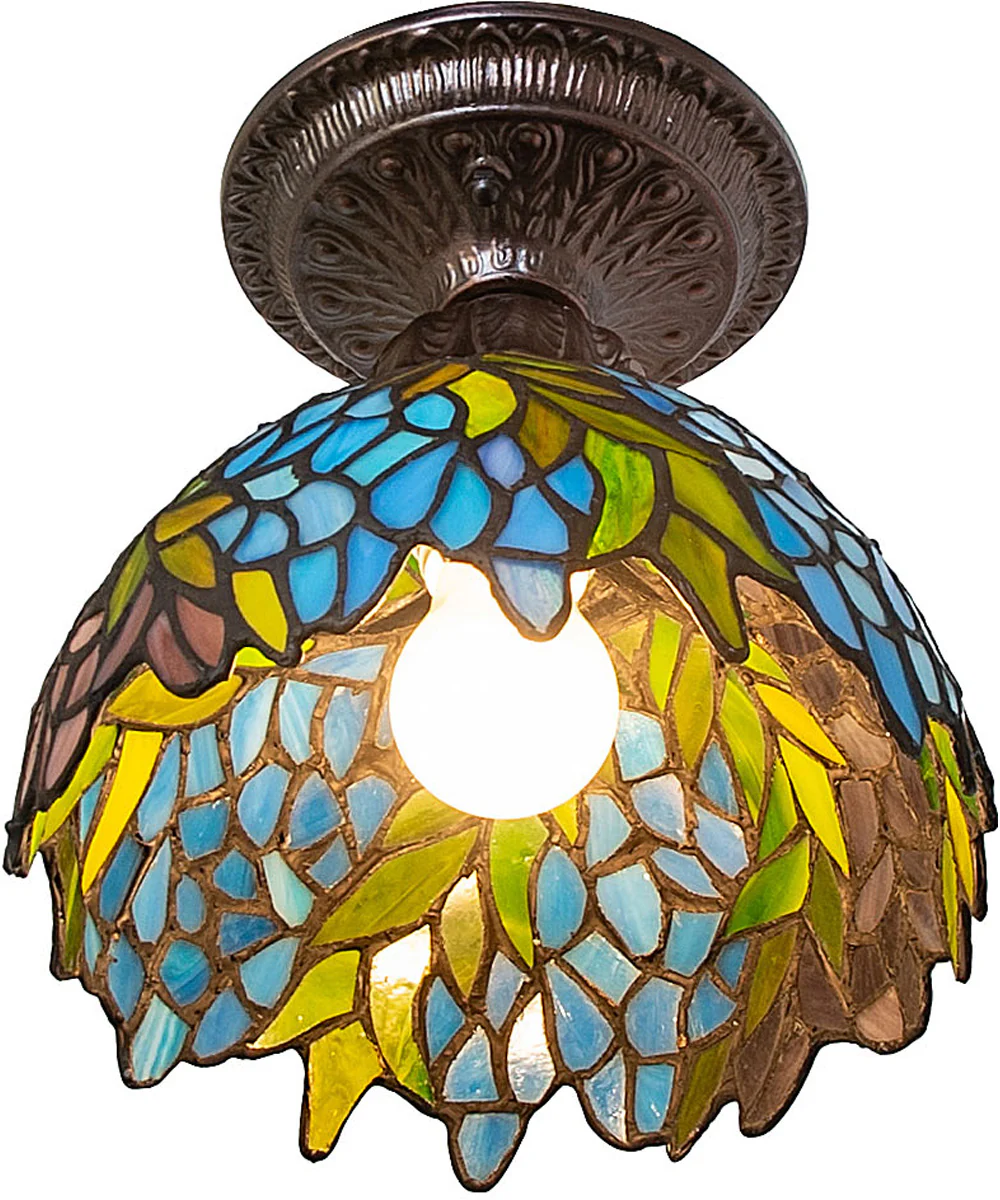 8" Wide Tiffany Honey Locust Flushmount - Image 5
