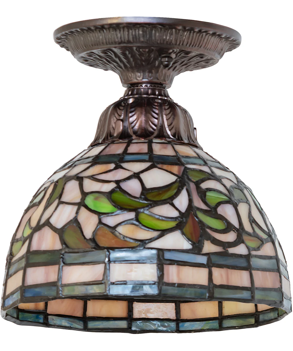 8" Wide Tiffany Turning Leaf Flushmount - Image 2