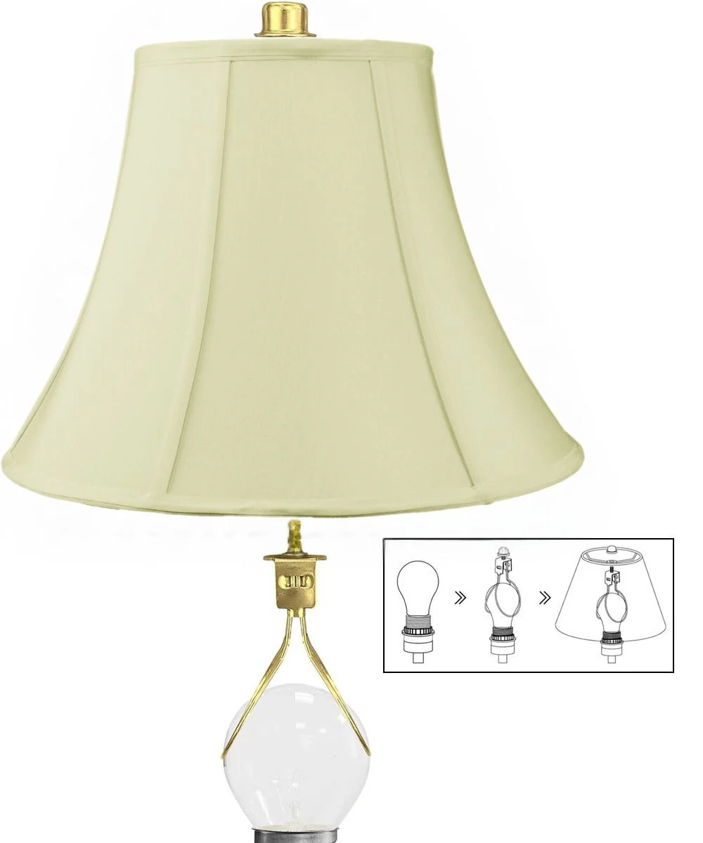 8x16x12" CLIP-ON FITTER Egg Shell Shantung Bell Lampshade - Image 4