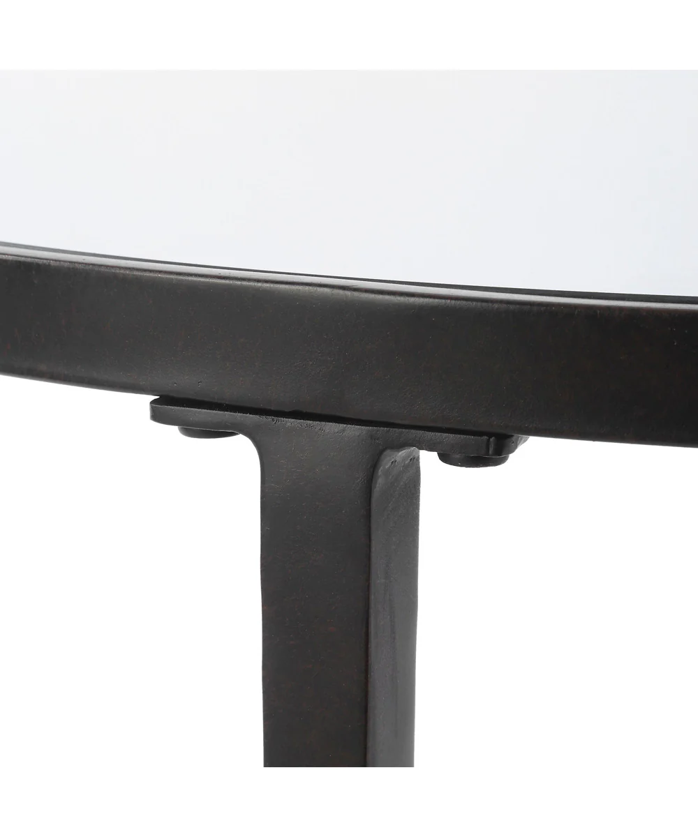 Accent Furniture with Tempered Glass and Mirror Satin Black - Image 5