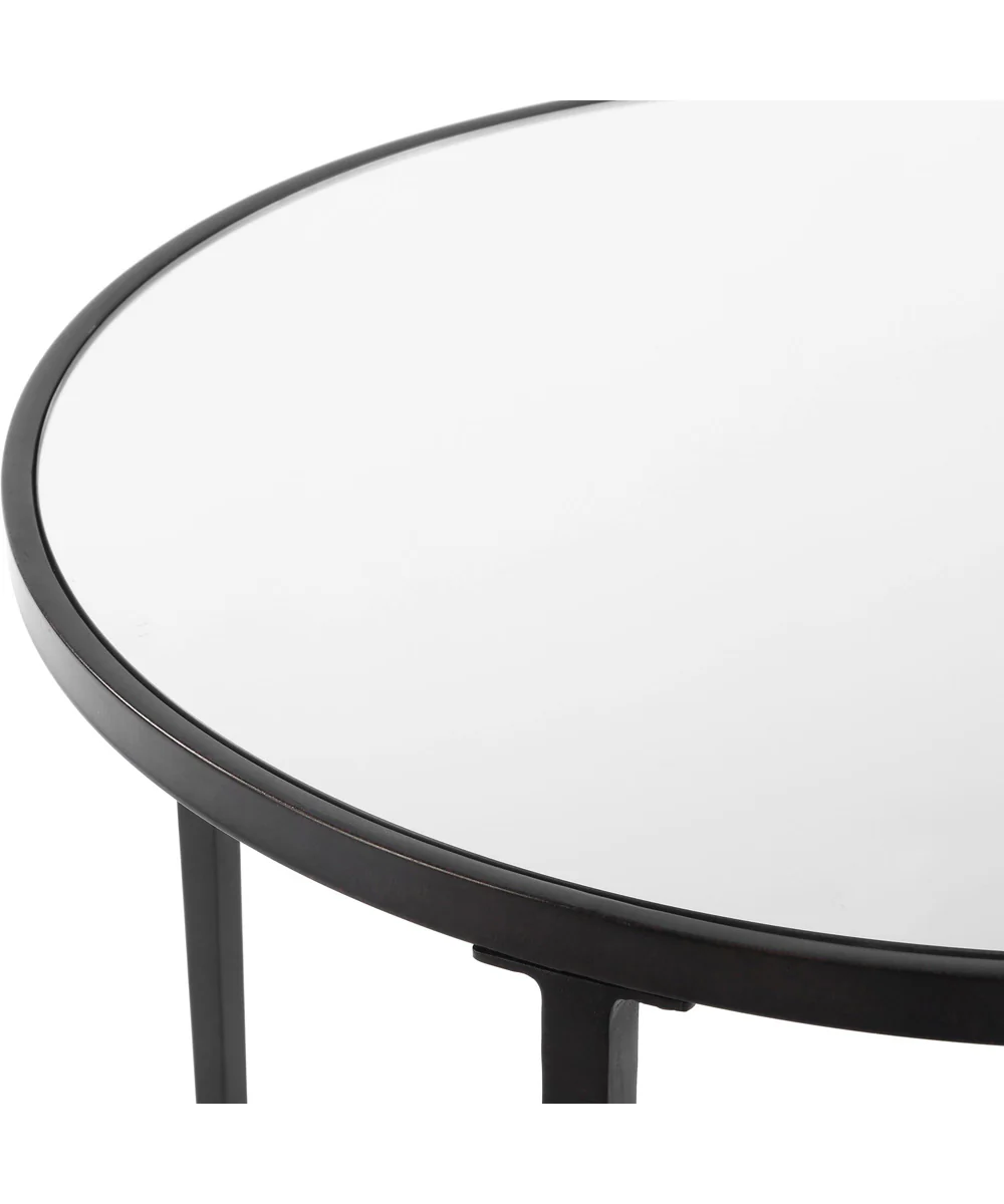 Accent Furniture with Tempered Glass and Mirror Satin Black - Image 6