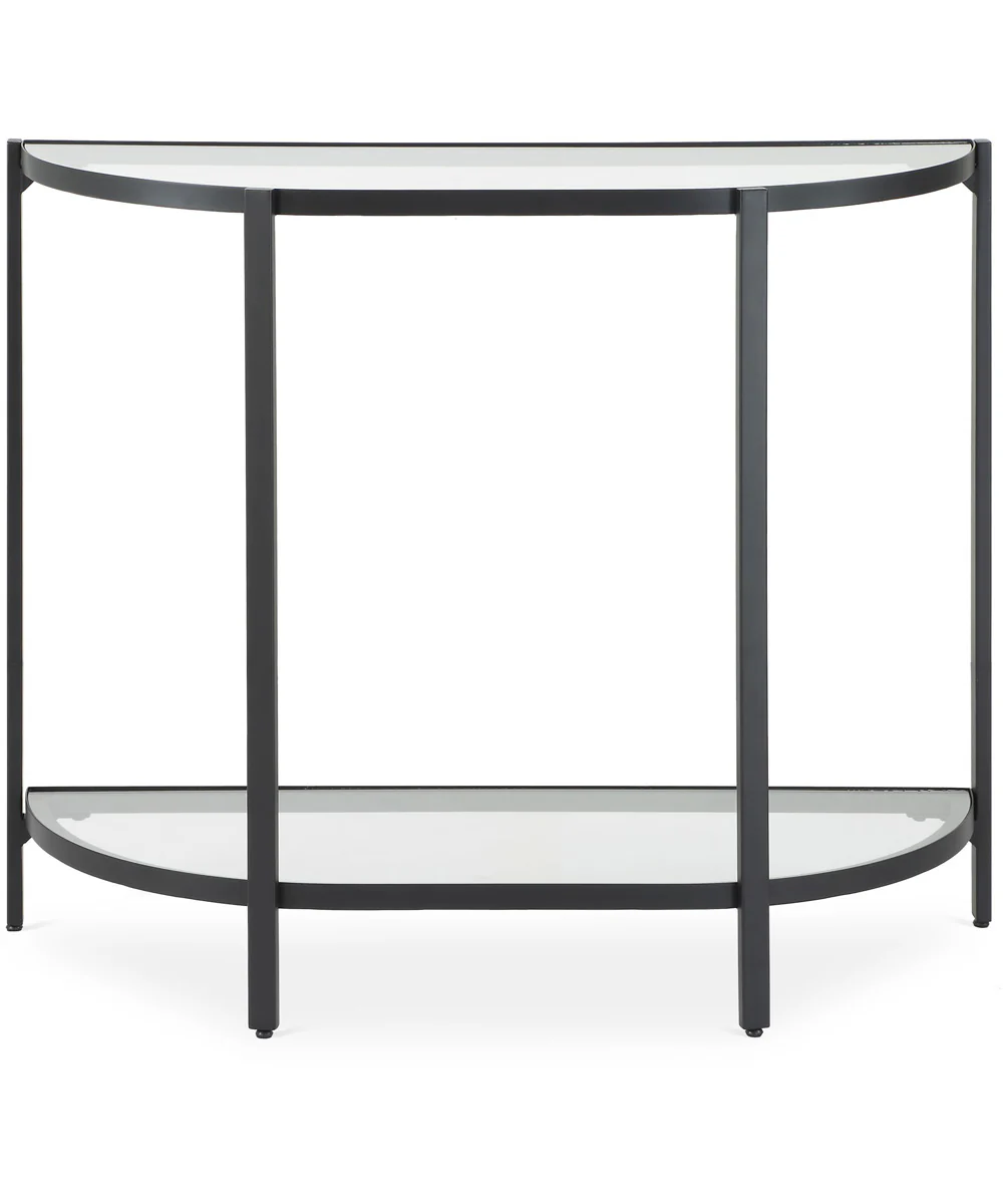 Accent Furniture with Tempered Glass Top with Shelves Satin Black